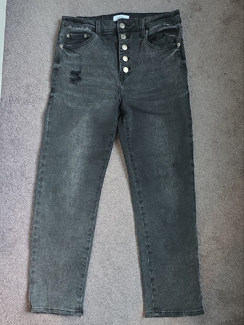 pistola Dark Charcoal Black Denim Jeans with Branded Patch